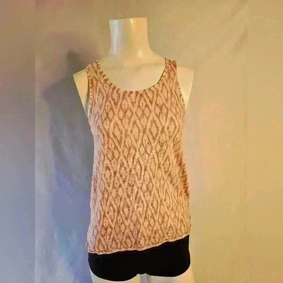 Banana Republic Malibu Tee Pink & Cream Print Sleeveless Tank - Size XS - Picture 1 of 3